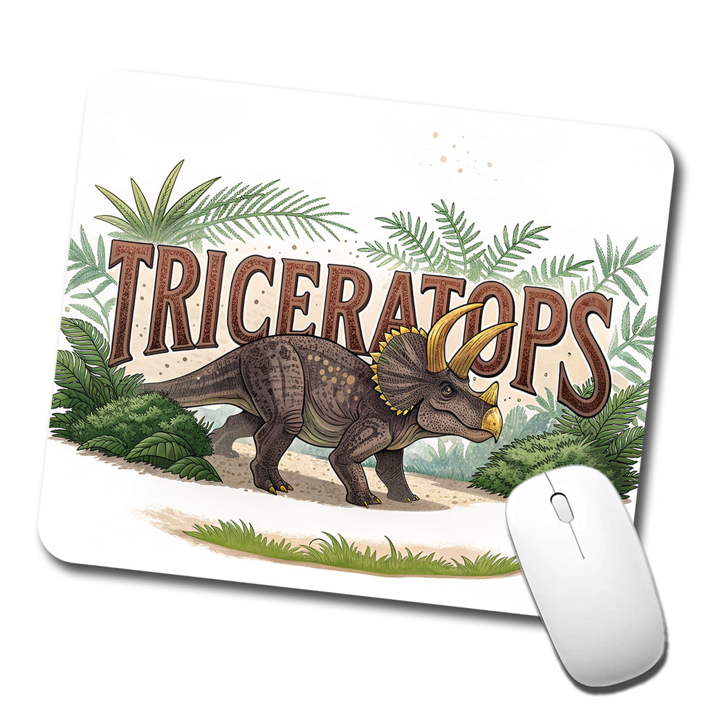 Triceratops Horned Dinosaur Cartoon Low Profile Mouse Pad Mat