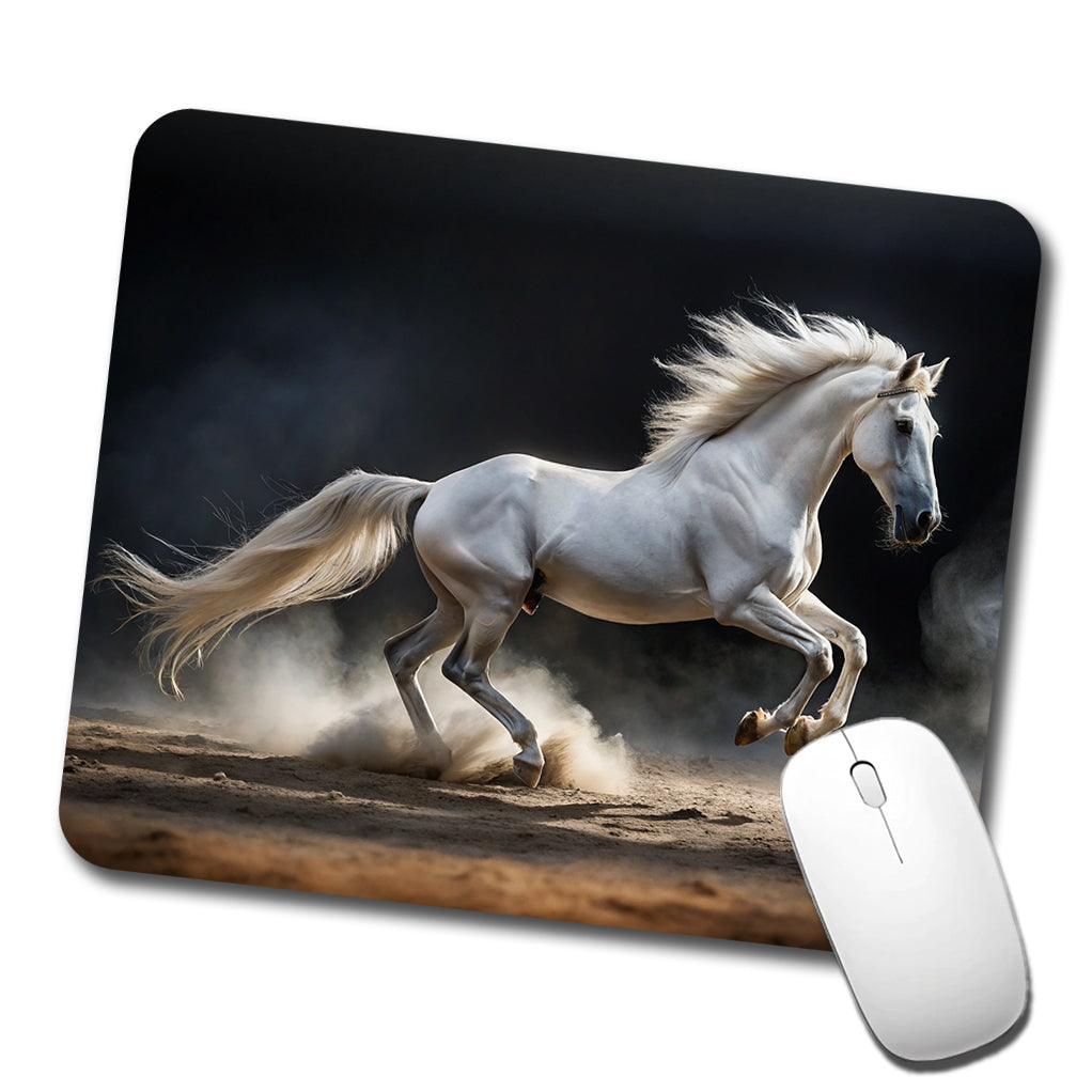 White Horse Galloping Low Profile Mouse Pad Mat