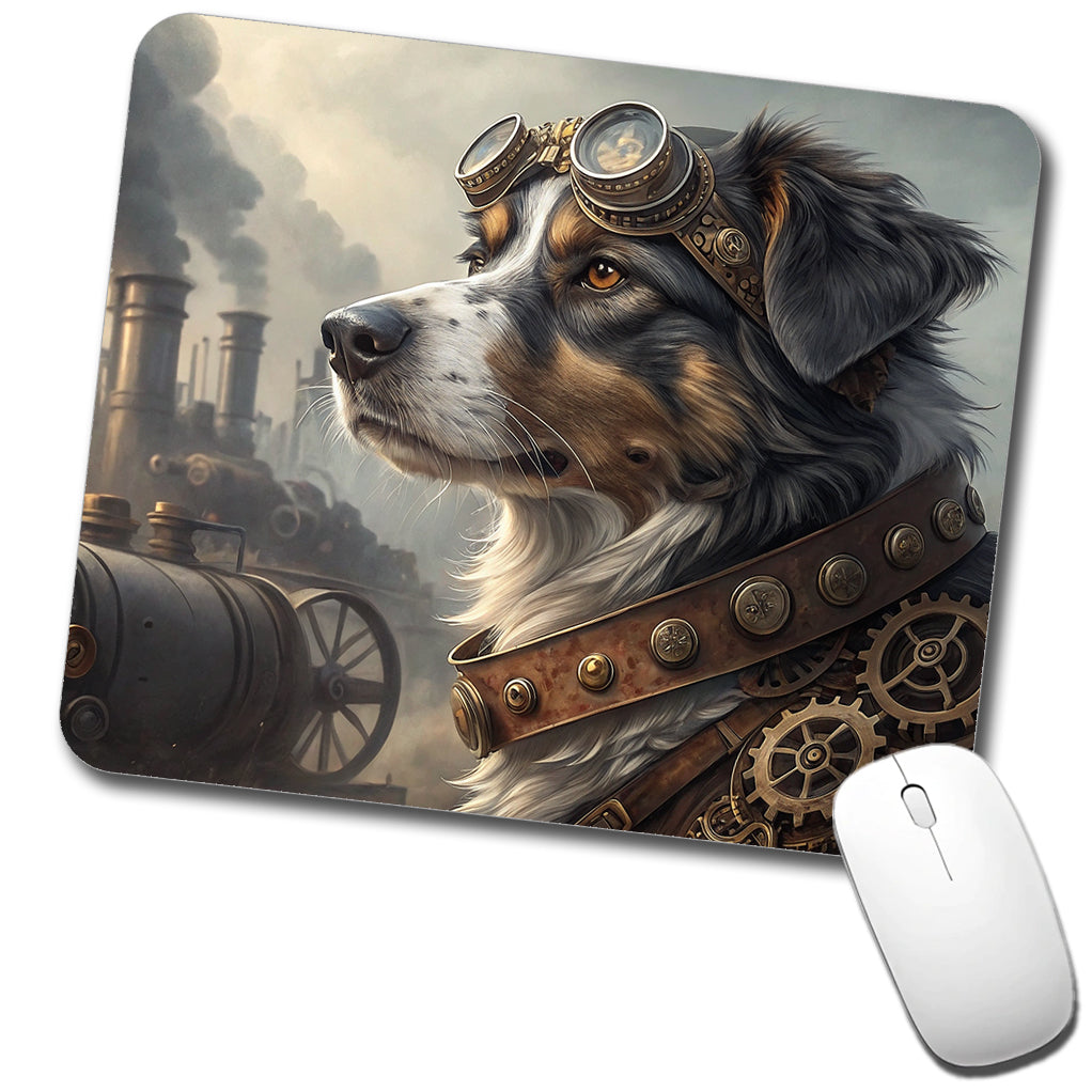 Australian Shepherd Dog Steampunk Low Profile Mouse Pad Mat