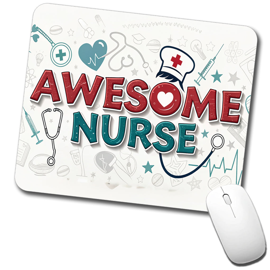 Awesome Nurse Inspirational Low Profile Mouse Pad Mat