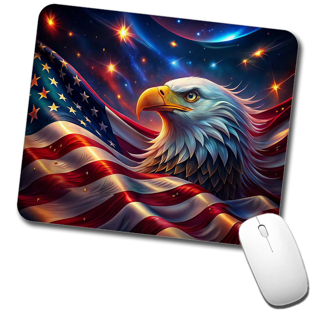 Awesome Patriotic American Flag and Bald Eagle Low Profile Mouse Pad Mat