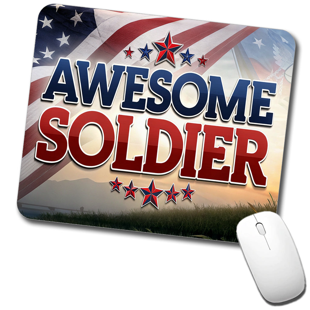 Awesome Soldier Patriotic Military Inspirational Low Profile Mouse Pad Mat