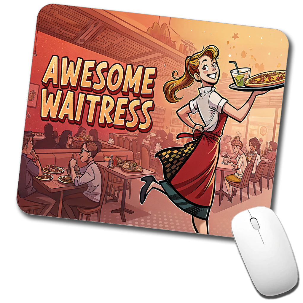 Awesome Waitress Inspirational Food Server Low Profile Mouse Pad Mat