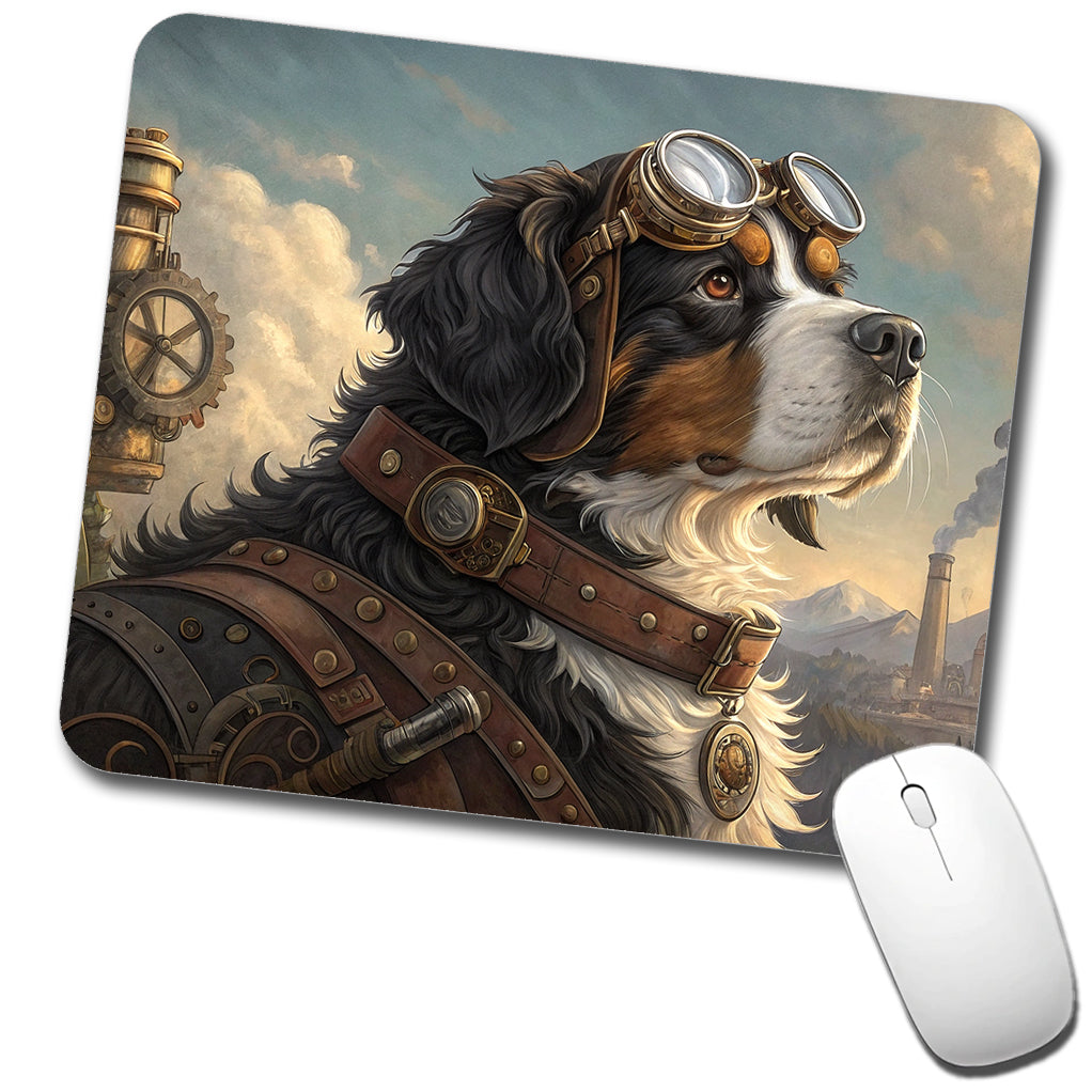 Bernese Mountain Dog Steampunk Low Profile Mouse Pad Mat
