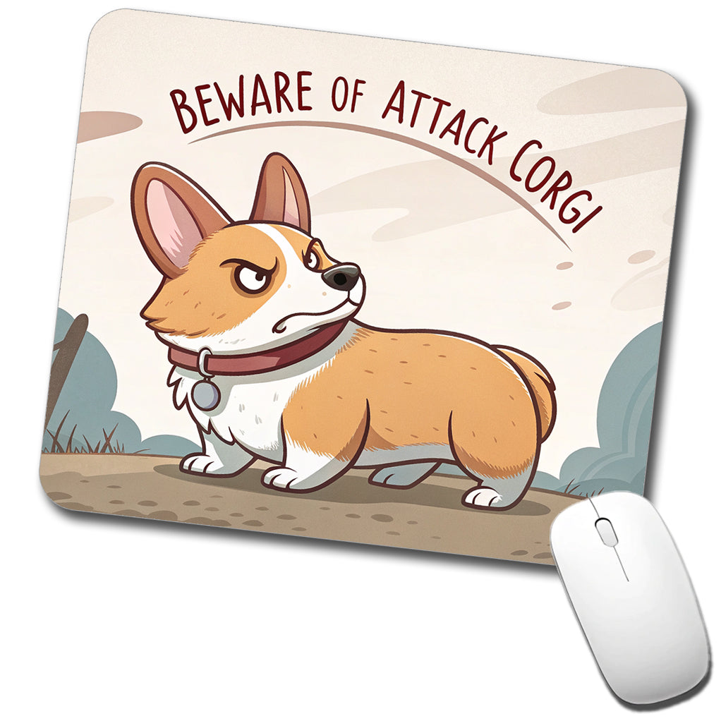Beware Of Attack Corgi Dog Funny Low Profile Mouse Pad Mat