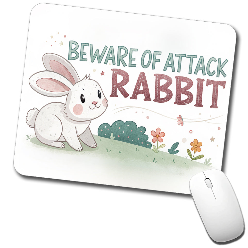 Beware Of Attack Rabbit Funny Low Profile Mouse Pad Mat
