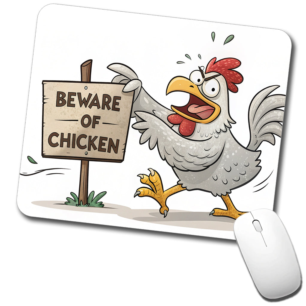 Beware Of Chicken Funny Low Profile Mouse Pad Mat