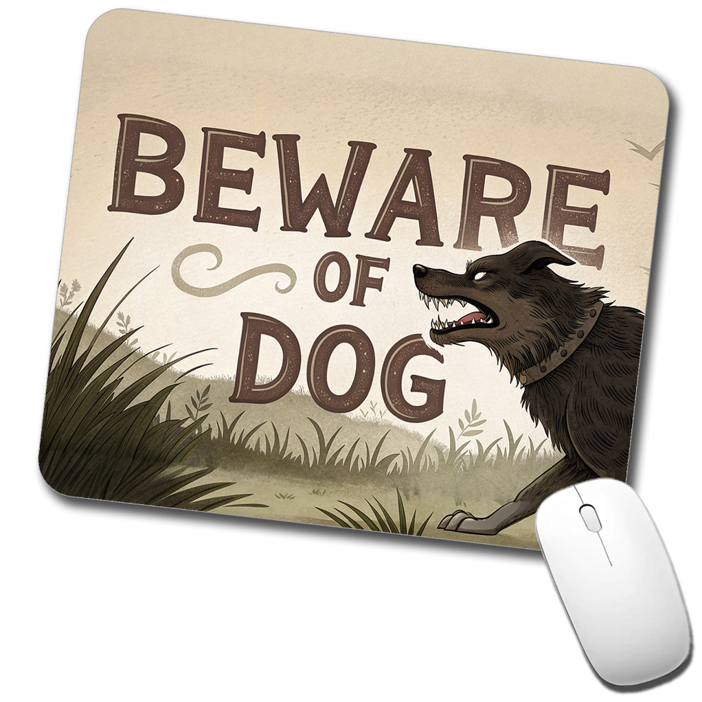 Beware Of Dog Mean Low Profile Mouse Pad Mat