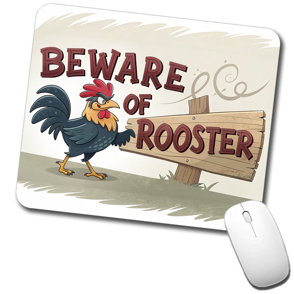 Beware Of Rooster Funny Low Profile Mouse Pad Mat