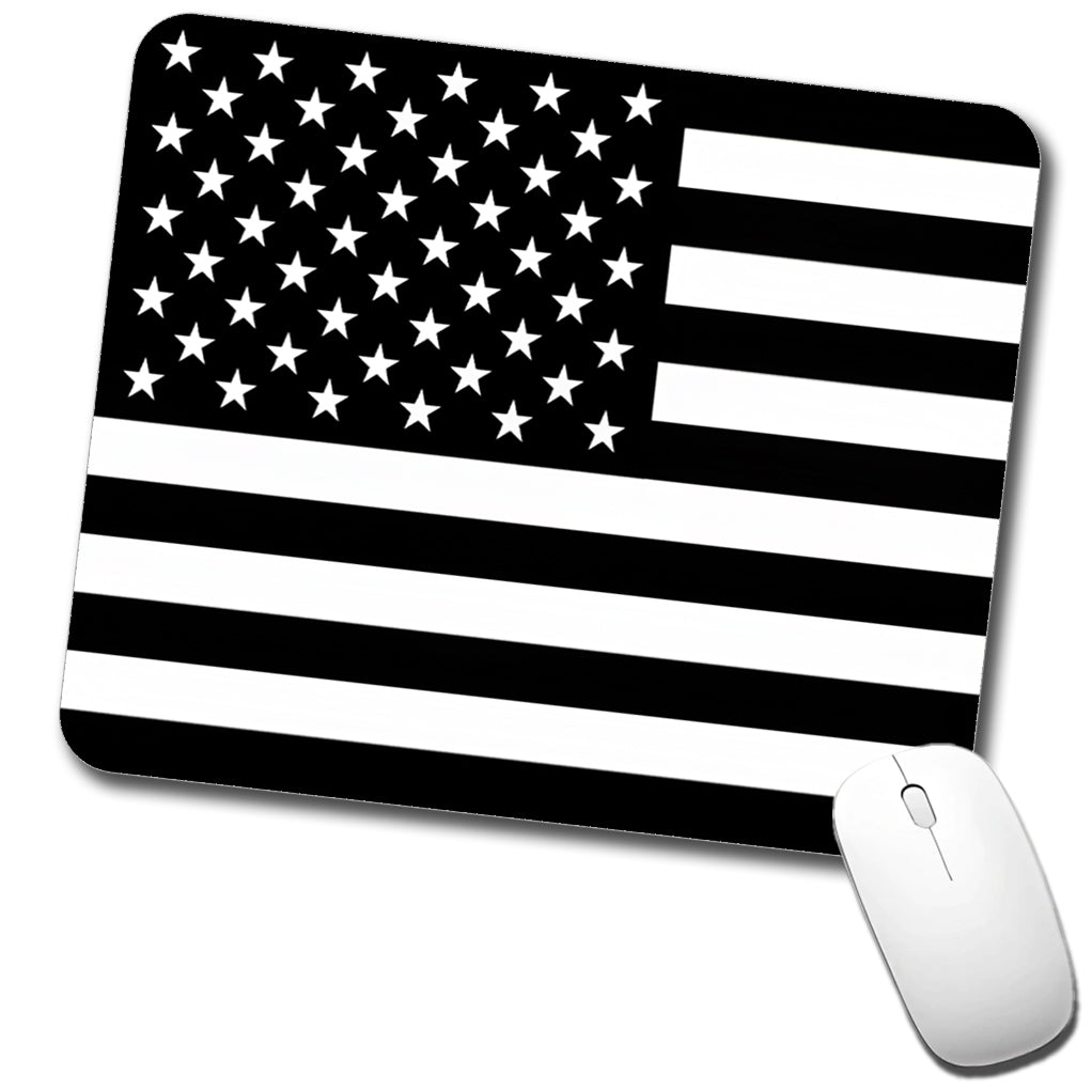 Black and White United States US American Flag Low Profile Mouse Pad Mat