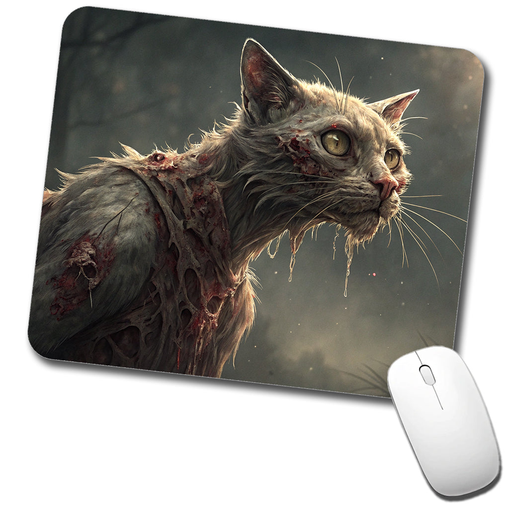 Cat Zombie Creepy Scary Halloween Low Profile Mouse Pad Mat
