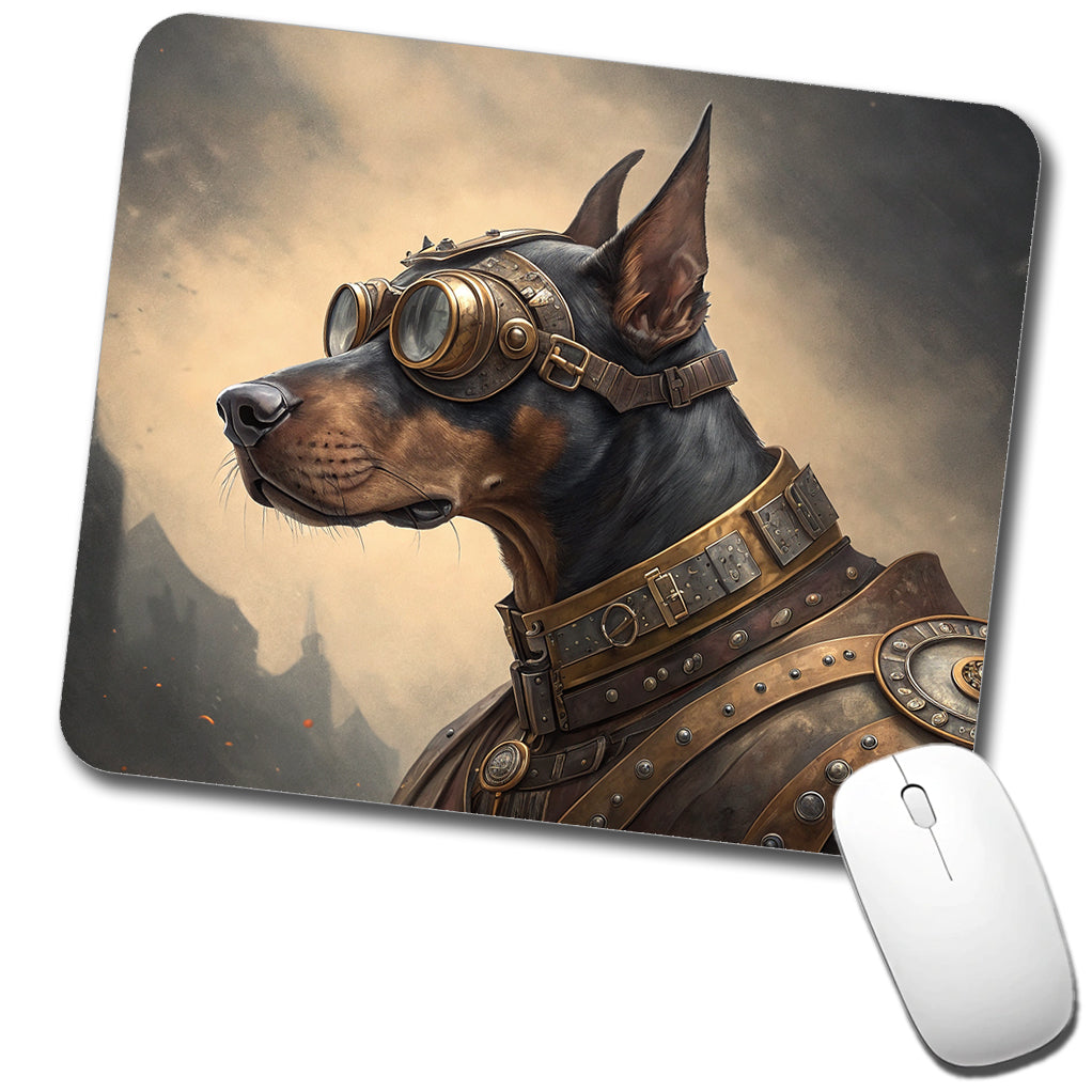 Doberman Pinscher Dog Steampunk Low Profile Mouse Pad Mat