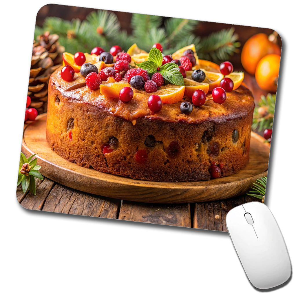 Holiday Fruitcake Fruit Cake Dessert Low Profile Mouse Pad Mat