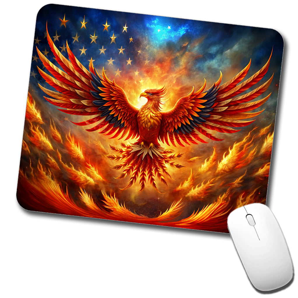 Patriotic Phoenix Rising American Flag Low Profile Mouse Pad Mat