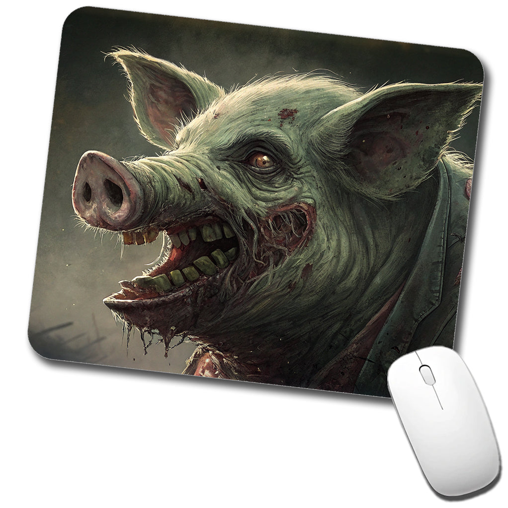 Pig Zombie Creepy Scary Halloween Low Profile Mouse Pad Mat