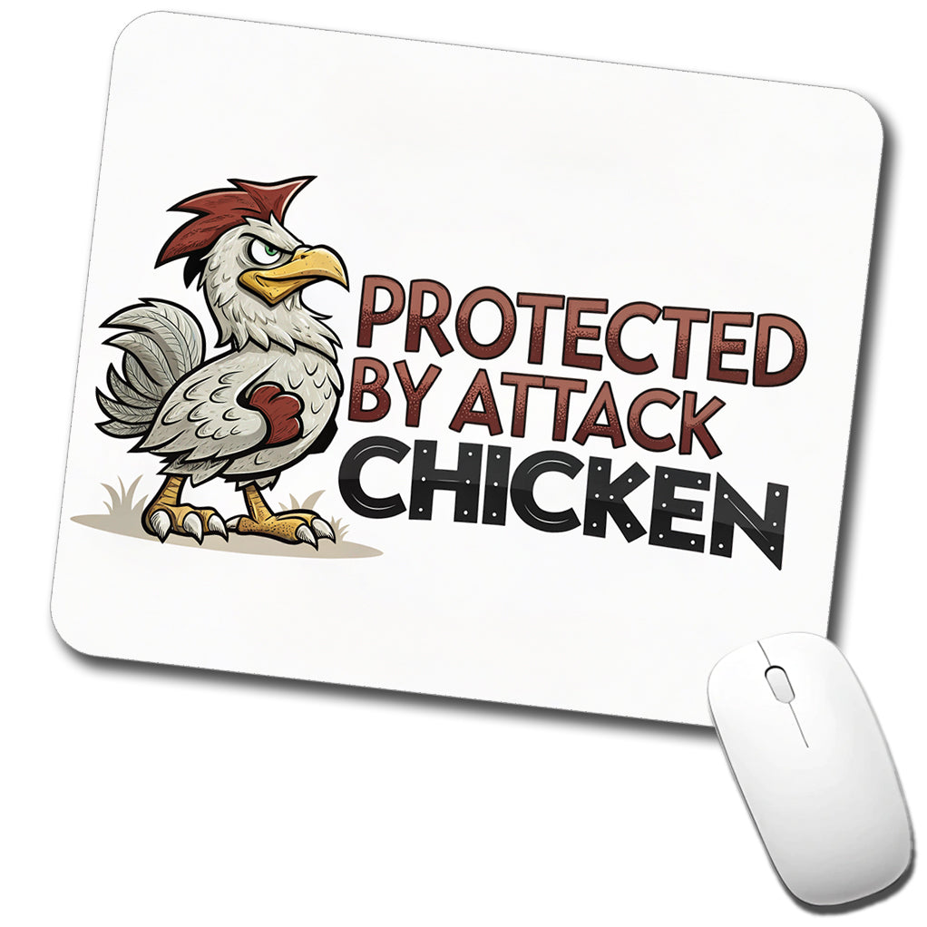 Protected By Attack Chicken Funny Low Profile Mouse Pad Mat