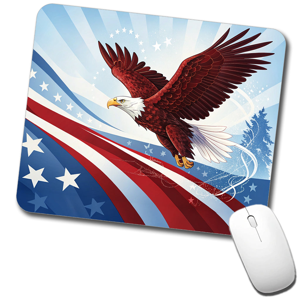 Red Blue White Patriotic Bald Eagle Low Profile Mouse Pad Mat