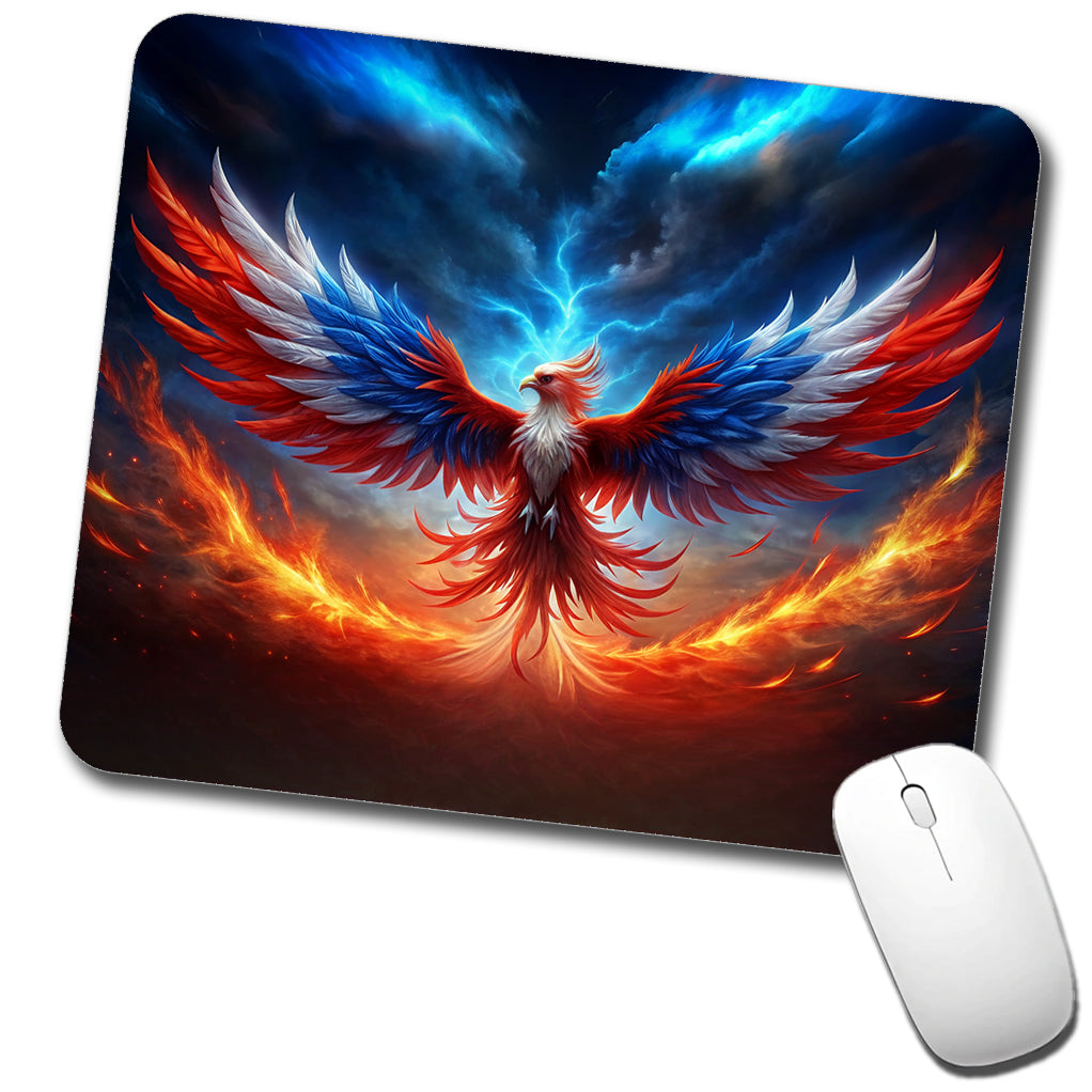 Red White And Blue Phoenix Rising Low Profile Mouse Pad Mat