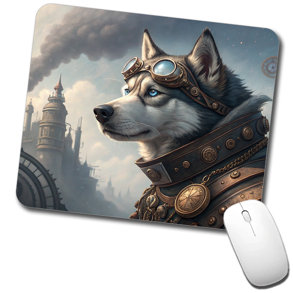 Siberian Husky Dog Steampunk Low Profile Mouse Pad Mat