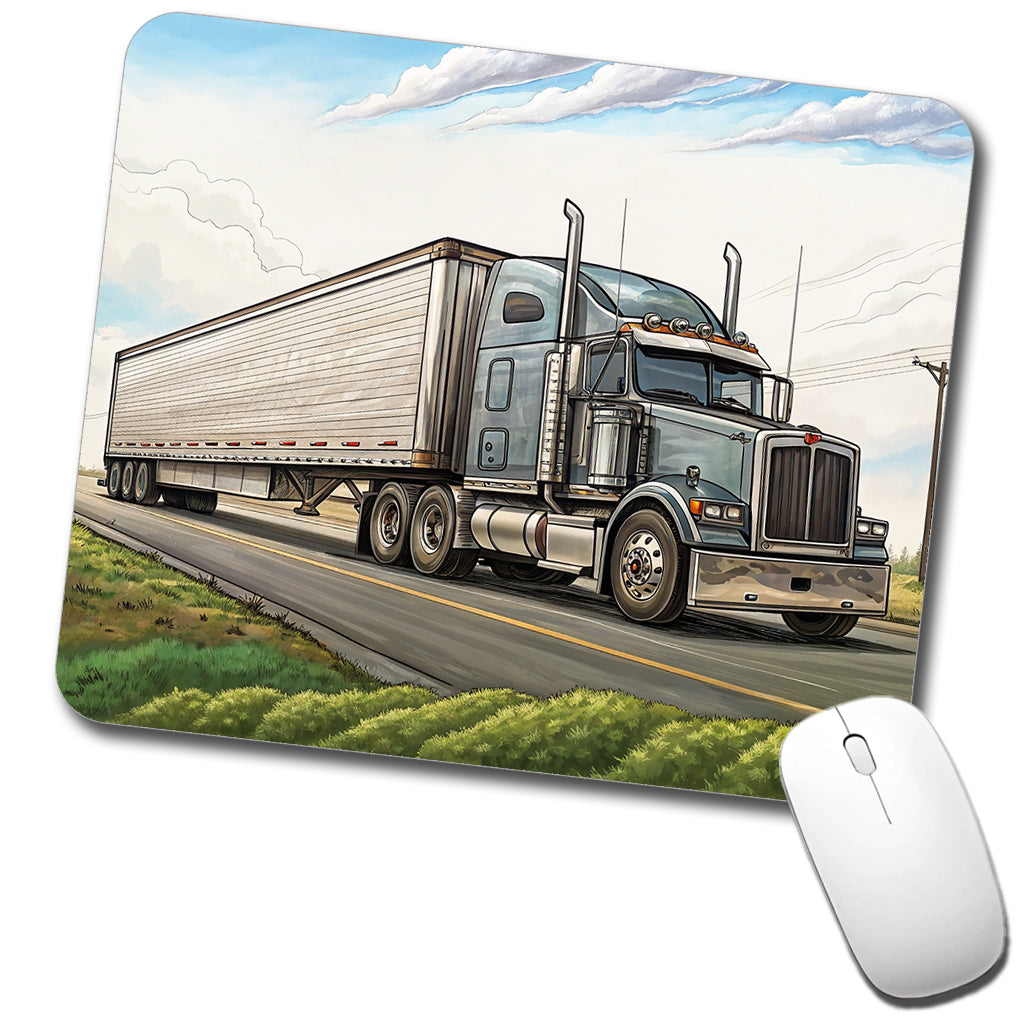 Tractor Trailer Semi Big Rig Truck Low Profile Mouse Pad Mat