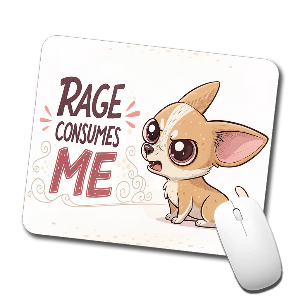Rage Consumes Me Funny Cute Chihuahua Cartoon Low Profile Mouse Pad Mat
