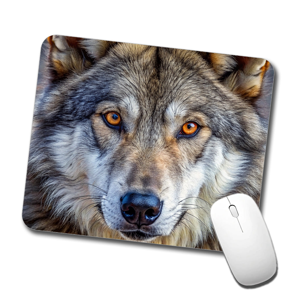 Close-up of Dire Wolf Face Low Profile Mouse Pad Mat