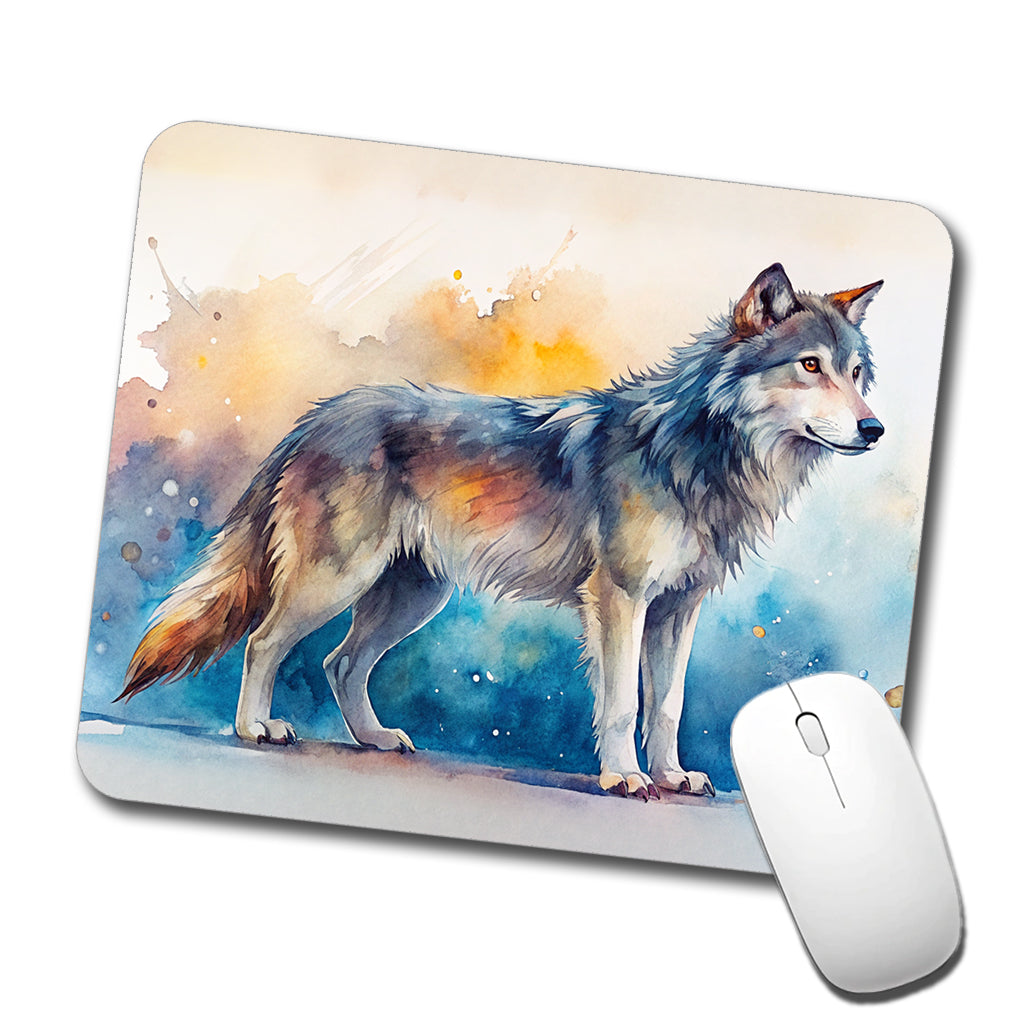 Dire Wolf Watercolor Low Profile Mouse Pad Mat