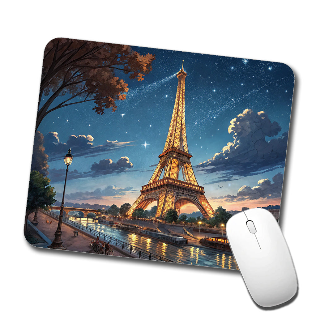 Eiffel Tower Paris France Illustration Low Profile Mouse Pad Mat