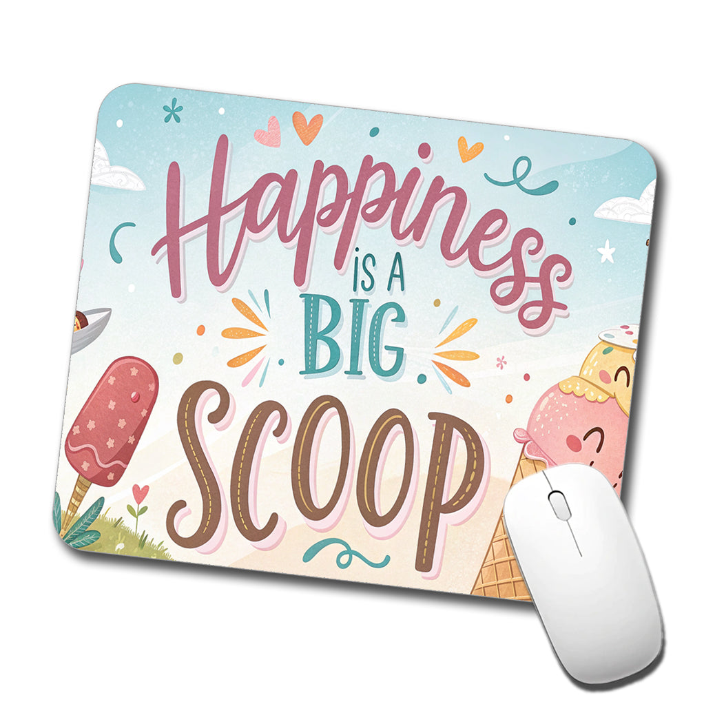 Happiness Is A Big Scoop Ice Cream Funny Low Profile Mouse Pad Mat