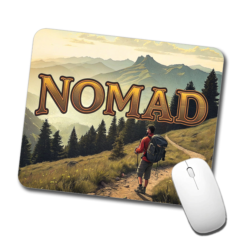 Hiking Nomad Funny Hiker in Wilderness Mountains Forest Low Profile Mouse Pad Mat