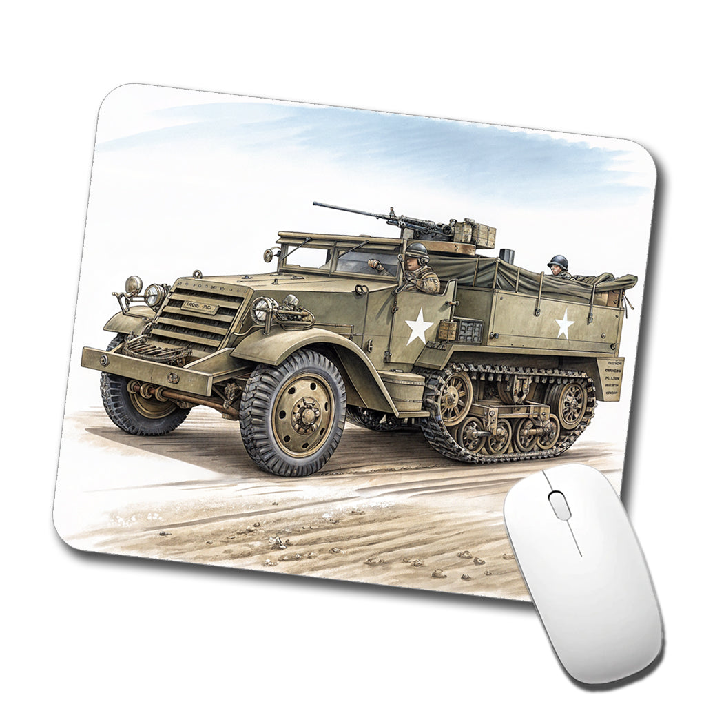 M3 Half-Track WWII Armored Personnel Carrier Low Profile Mouse Pad Mat