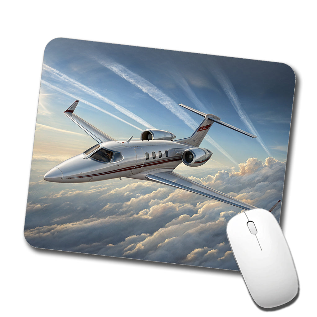 Private Jet In Flight Low Profile Mouse Pad Mat