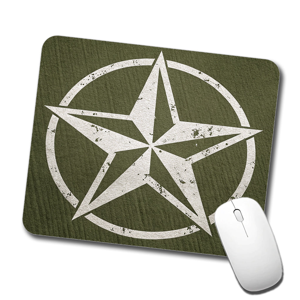 Rustic White Military Army Compass Star Low Profile Mouse Pad Mat