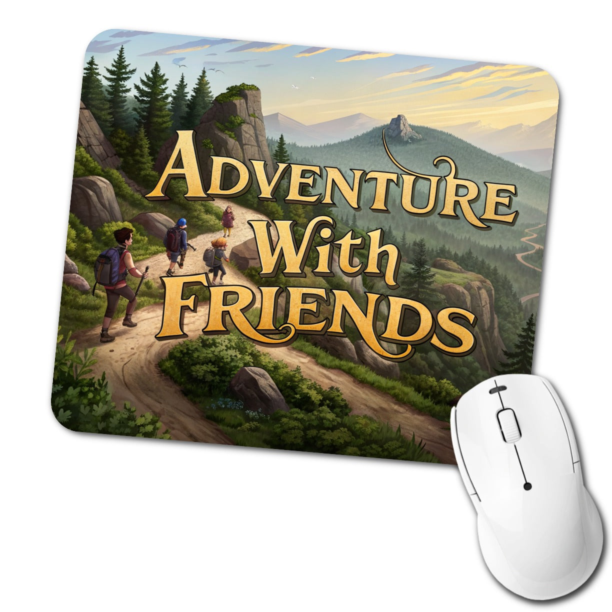 Adventure With Friends Hiking Hiker Low Profile Mouse Pad Mat