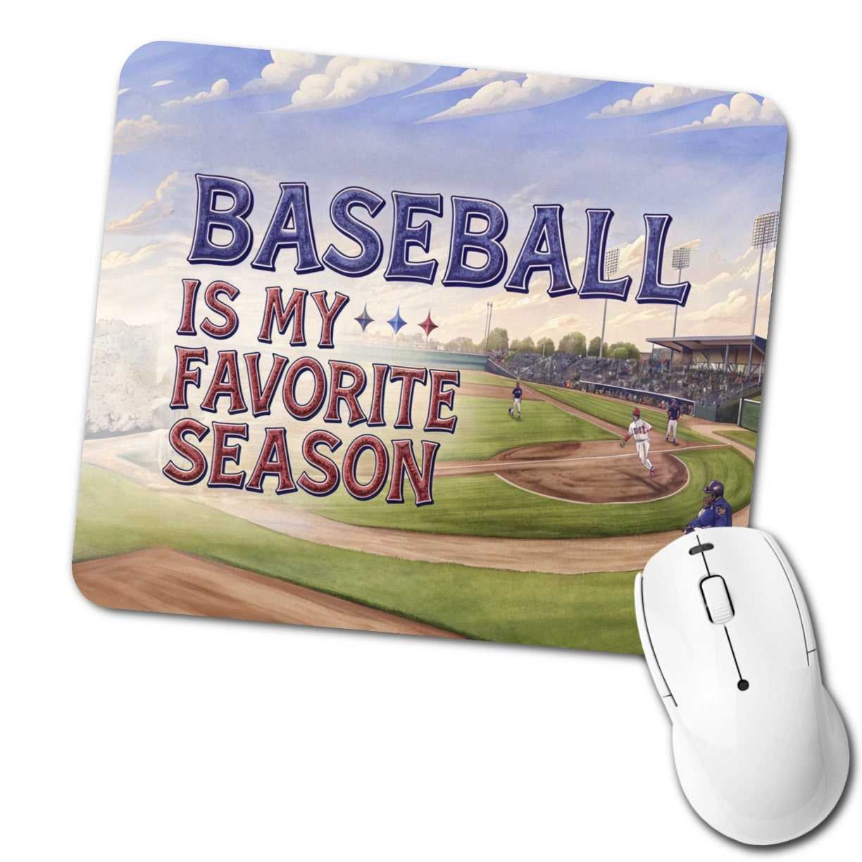 Baseball Is My Favorite Season Funny Illustration Low Profile Mouse Pad Mat