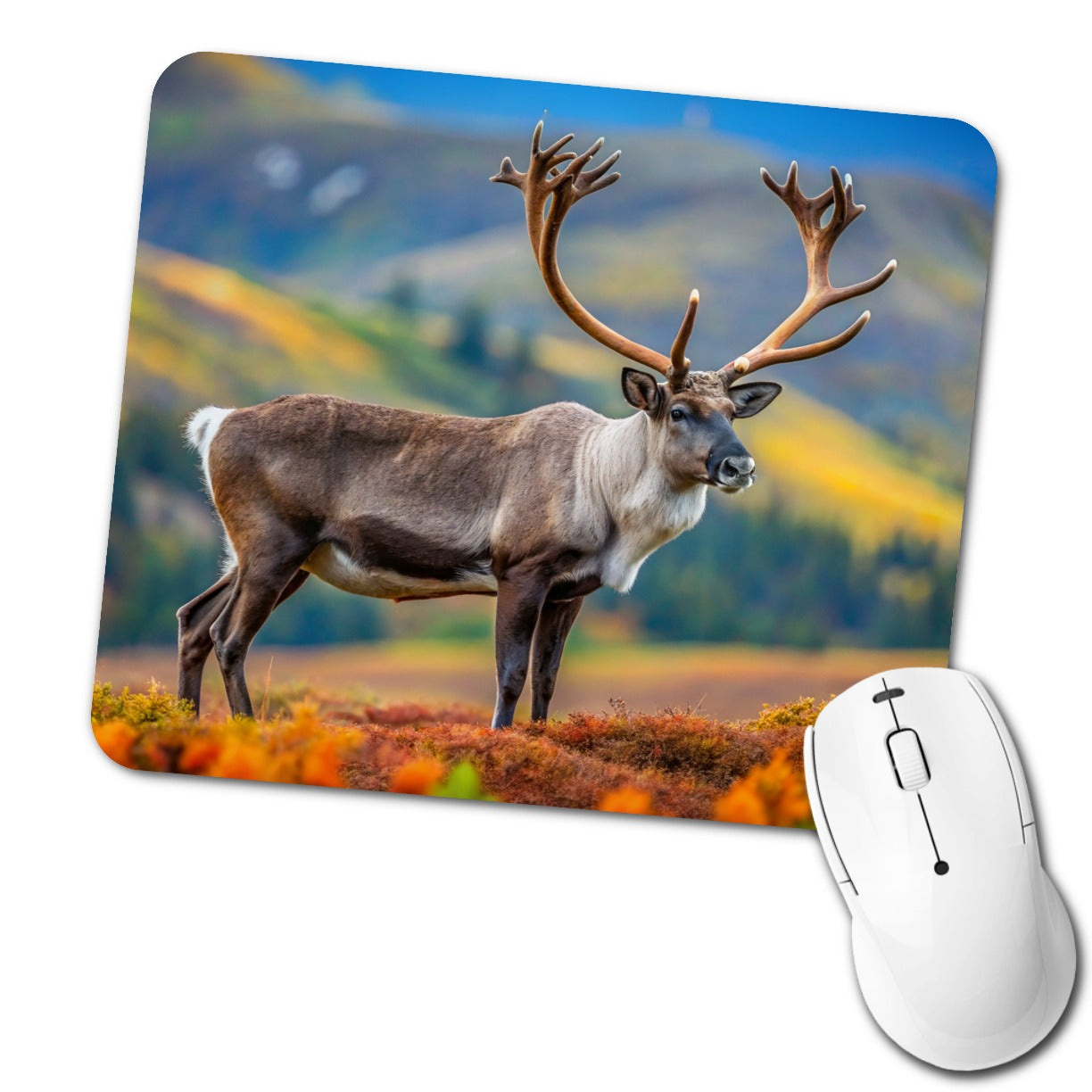 Caribou Reindeer Photo Low Profile Mouse Pad Mat