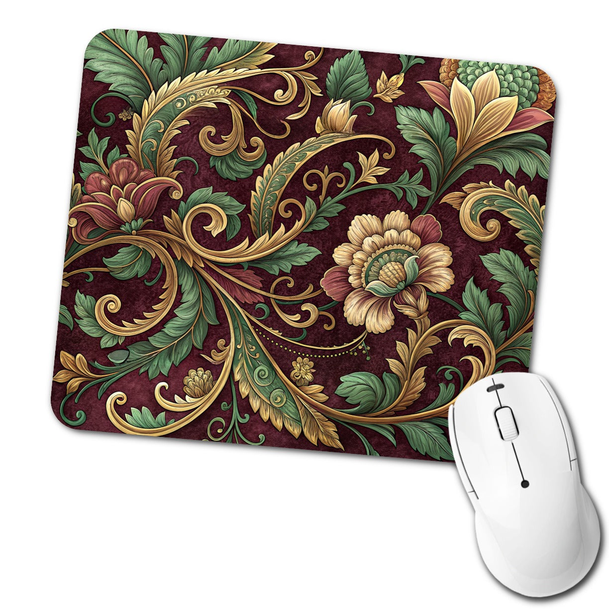 Floral Victorian Decorative Pattern Low Profile Mouse Pad Mat
