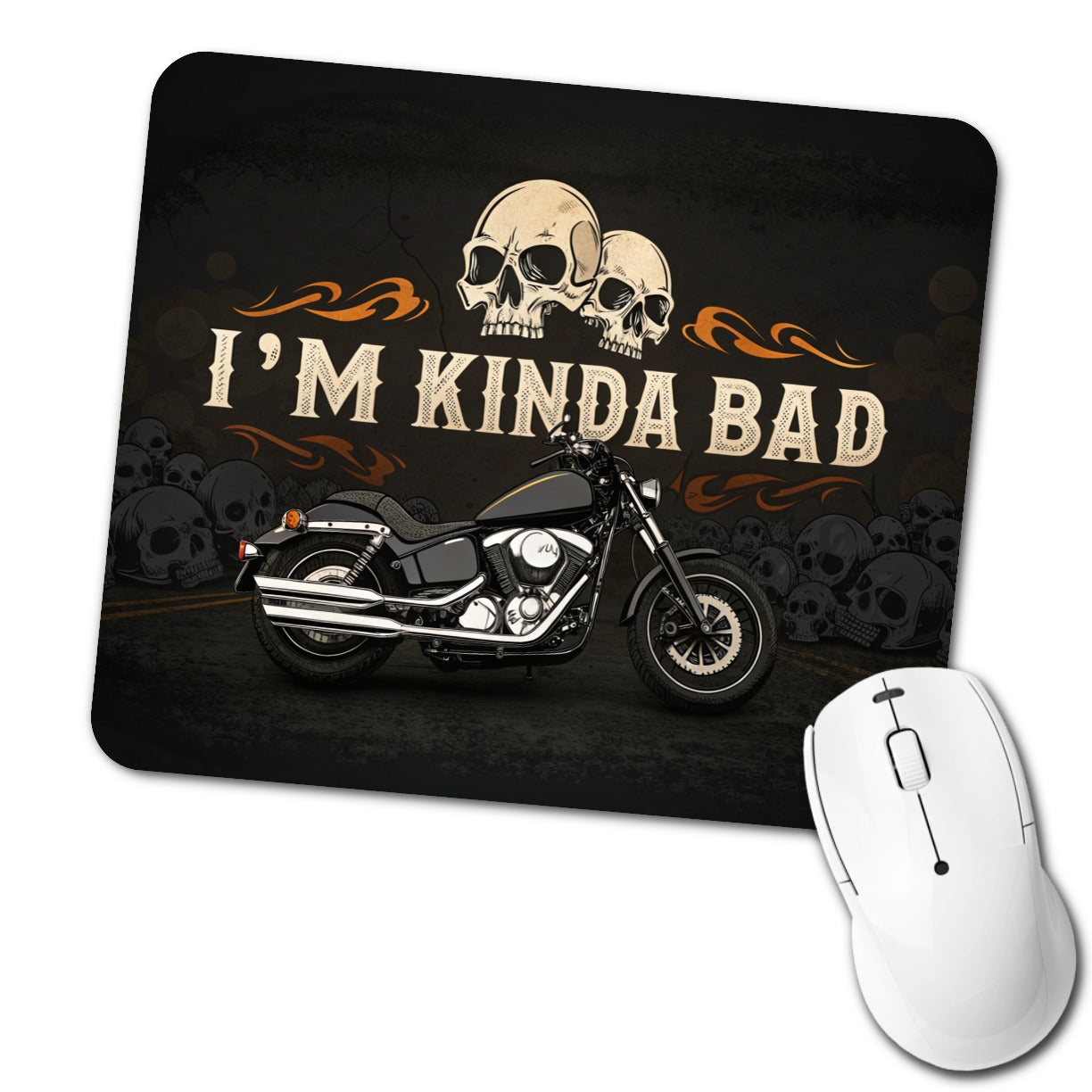 I'm Kinda Bad Motorcycle Skulls Low Profile Mouse Pad Mat