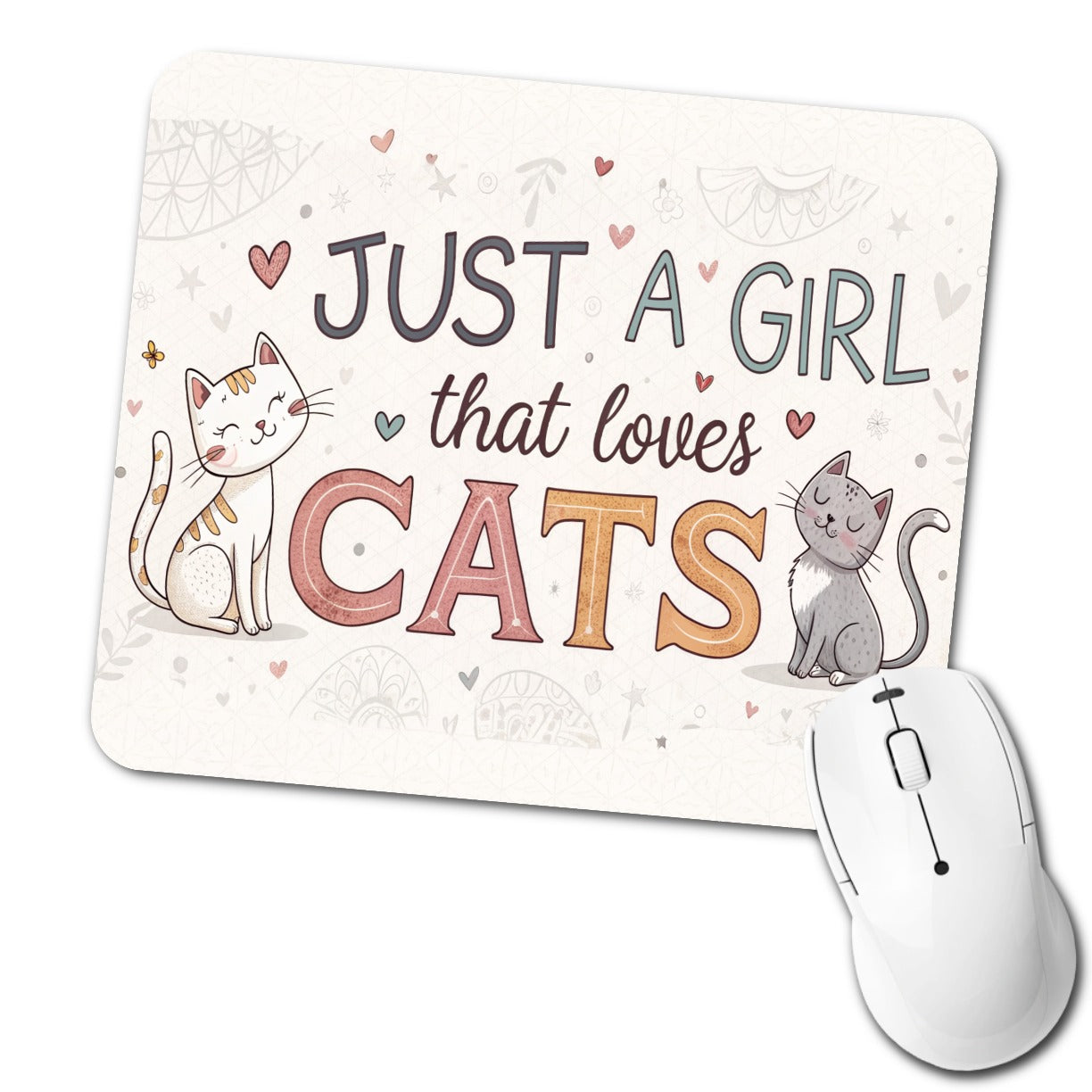 Just A Girl That Loves Cats Funny Low Profile Mouse Pad Mat