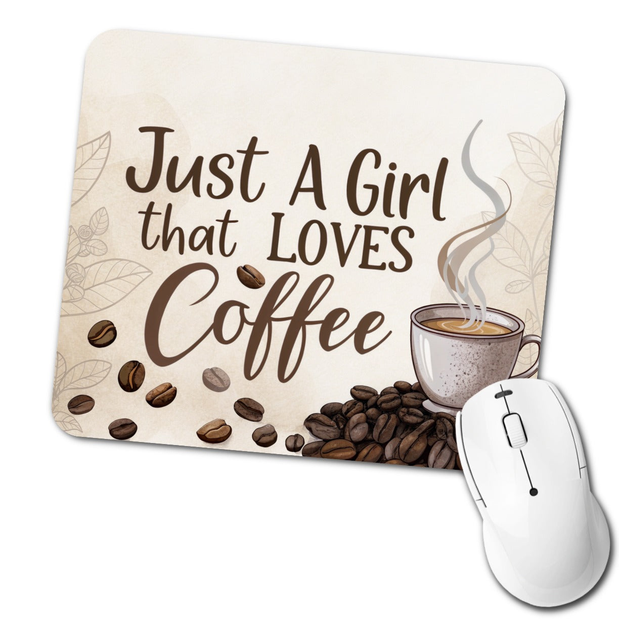 Just A Girl That Loves Coffee Low Profile Mouse Pad Mat