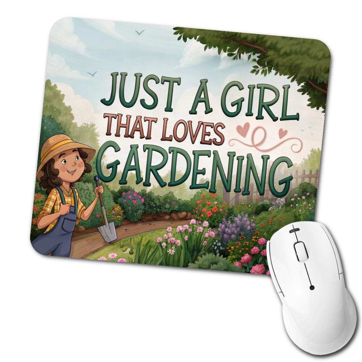 Just A Girl That Loves Gardening Funny Low Profile Mouse Pad Mat