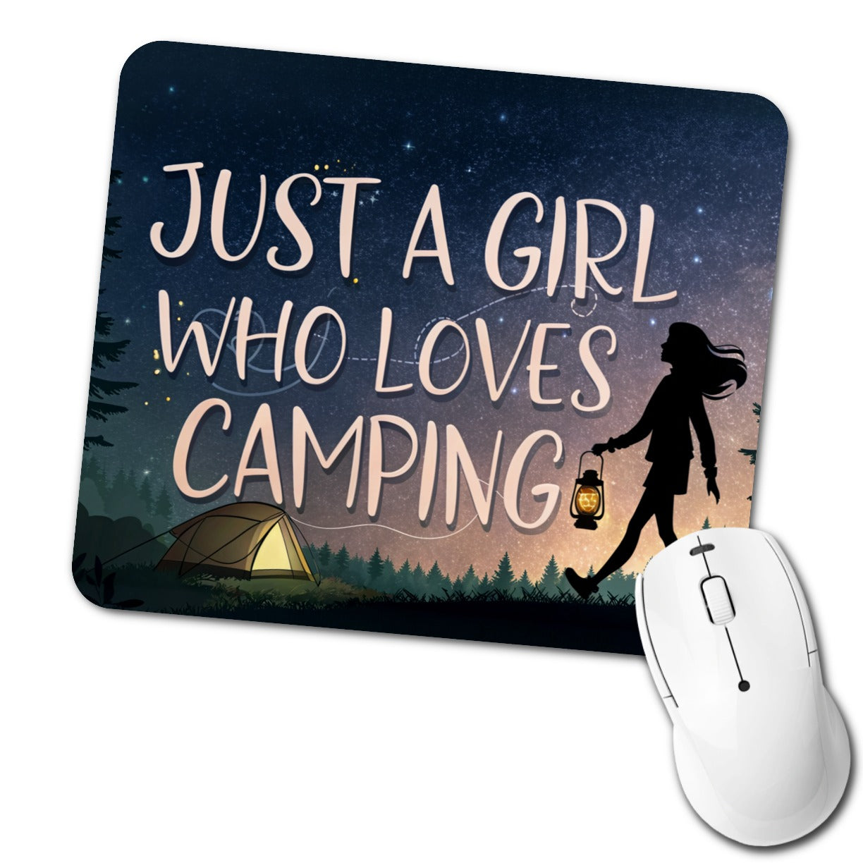 Just A Girl Who Loves Camping Funny Low Profile Mouse Pad Mat
