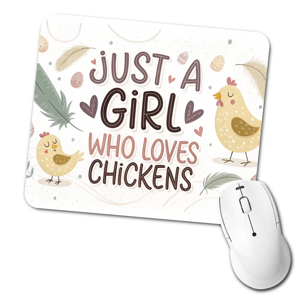 Just A Girl Who Loves Chickens Cute Low Profile Mouse Pad Mat
