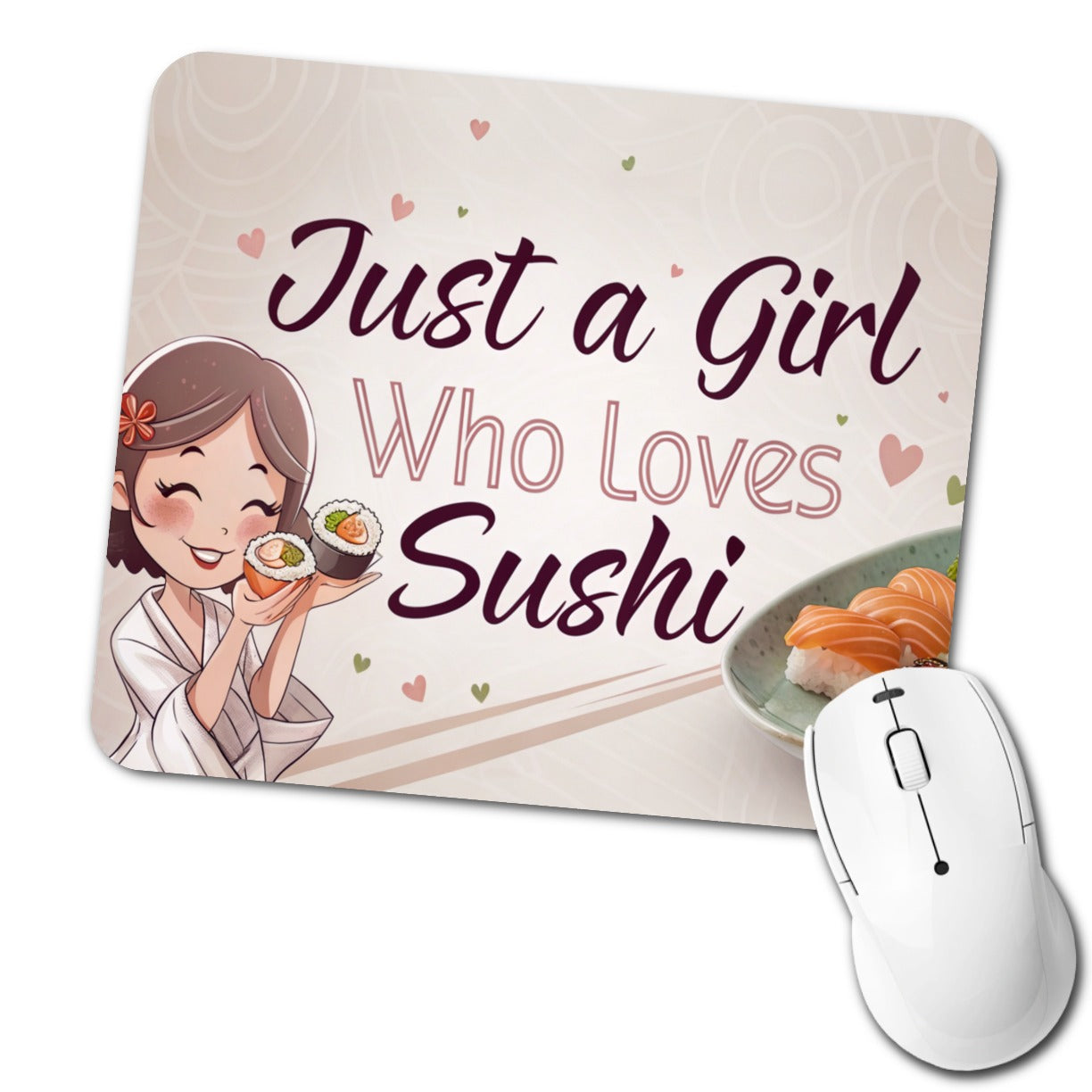 Just A Girl Who Loves Sushi Cute Low Profile Mouse Pad Mat