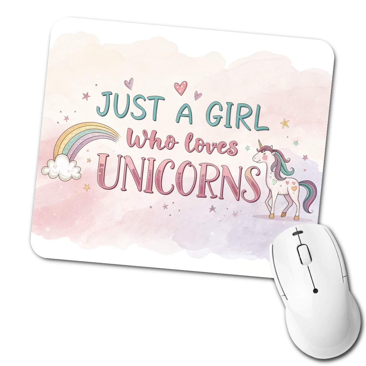 Just A Girl Who Loves Unicorns Fantasy Sweet Low Profile Mouse Pad Mat
