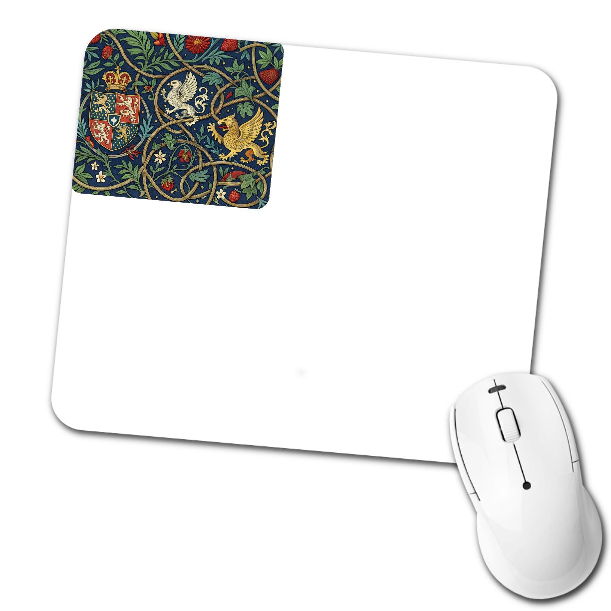 Medieval Ornamentation Griffins Shield Low Profile Mouse Pad Mat