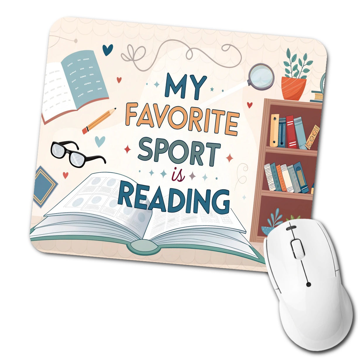 My Favorite Sport Is Reading Funny Low Profile Mouse Pad Mat