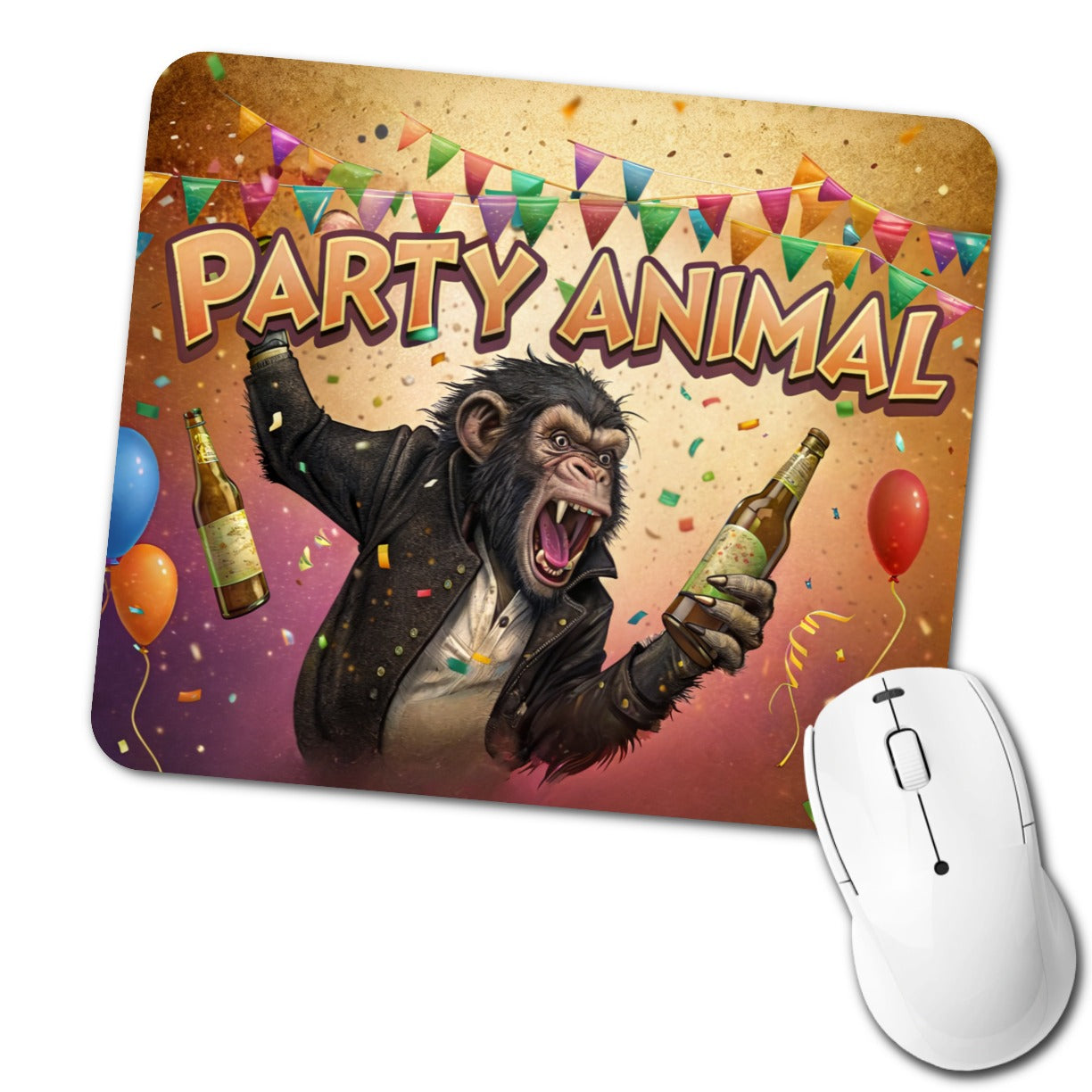 Party Animal Wild Drinking Monkey Low Profile Mouse Pad Mat