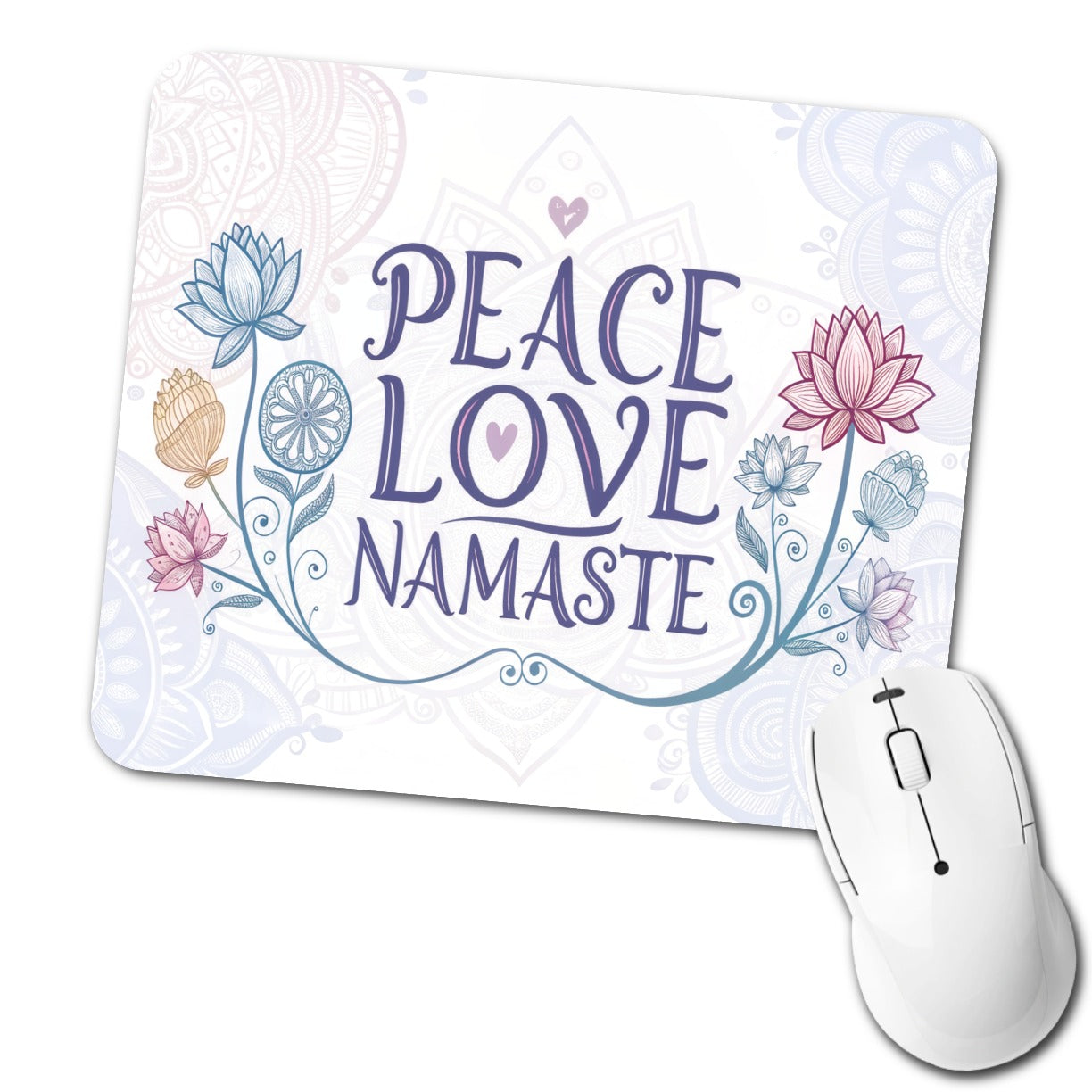 Peace Love Namaste Floral Low Profile Mouse Pad Mat