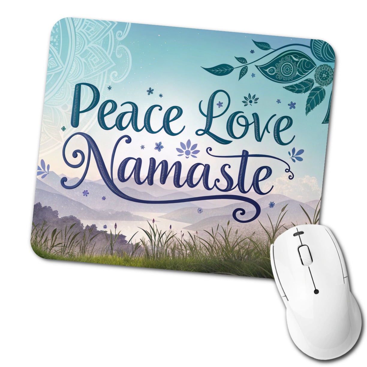 Peace Love Namaste Inspirational Low Profile Mouse Pad Mat